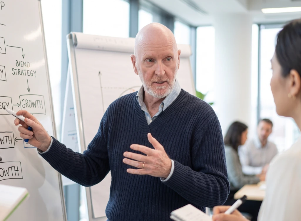 Board Certified Master Coach leading a leadership development workshop.
