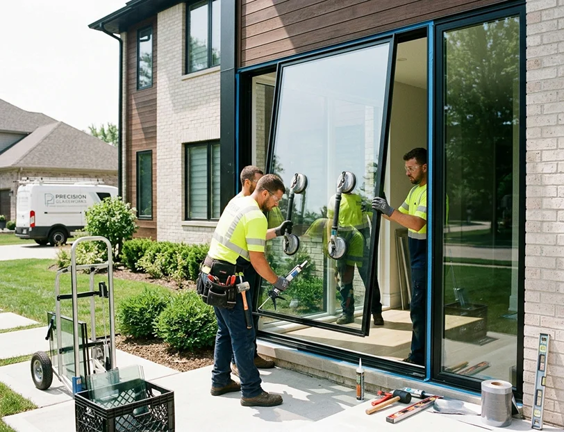 Custom glass window installation