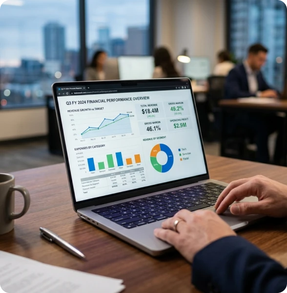Analytics dashboard with real-time financial metrics