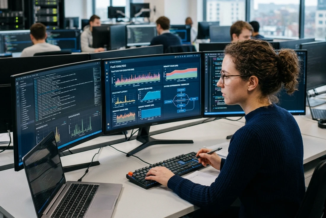 Business leader reviewing financial data analytics