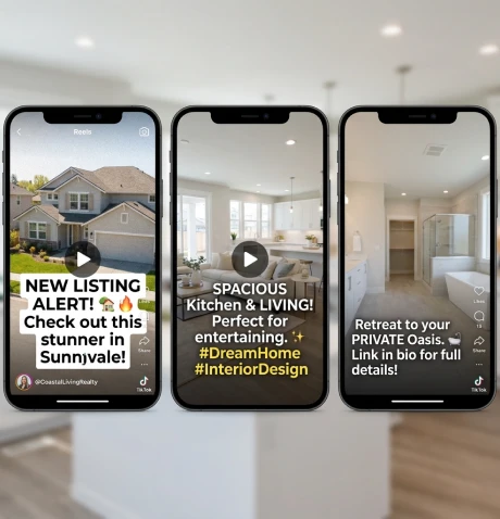Social media clips created from a full listing video