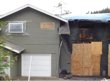 Crew providing reconstruction services for a residential restoration project.