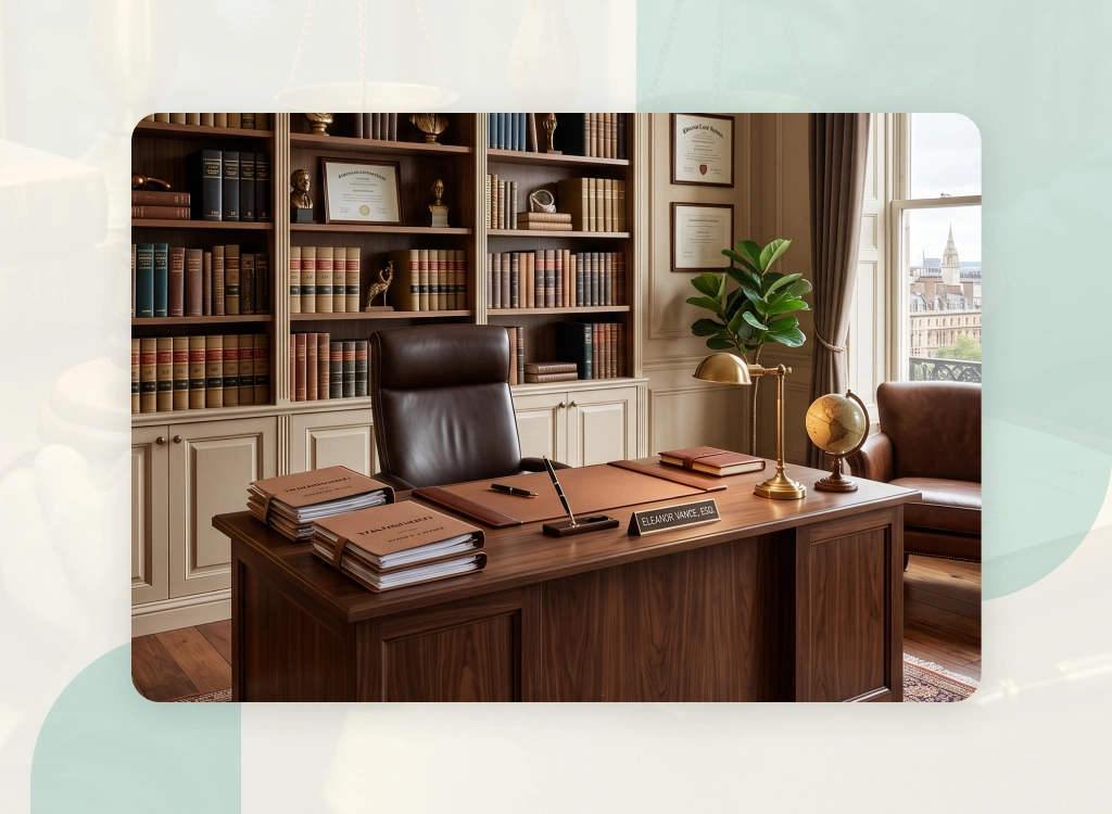 A law office in Toronto welcomes clients into its professional reception area.