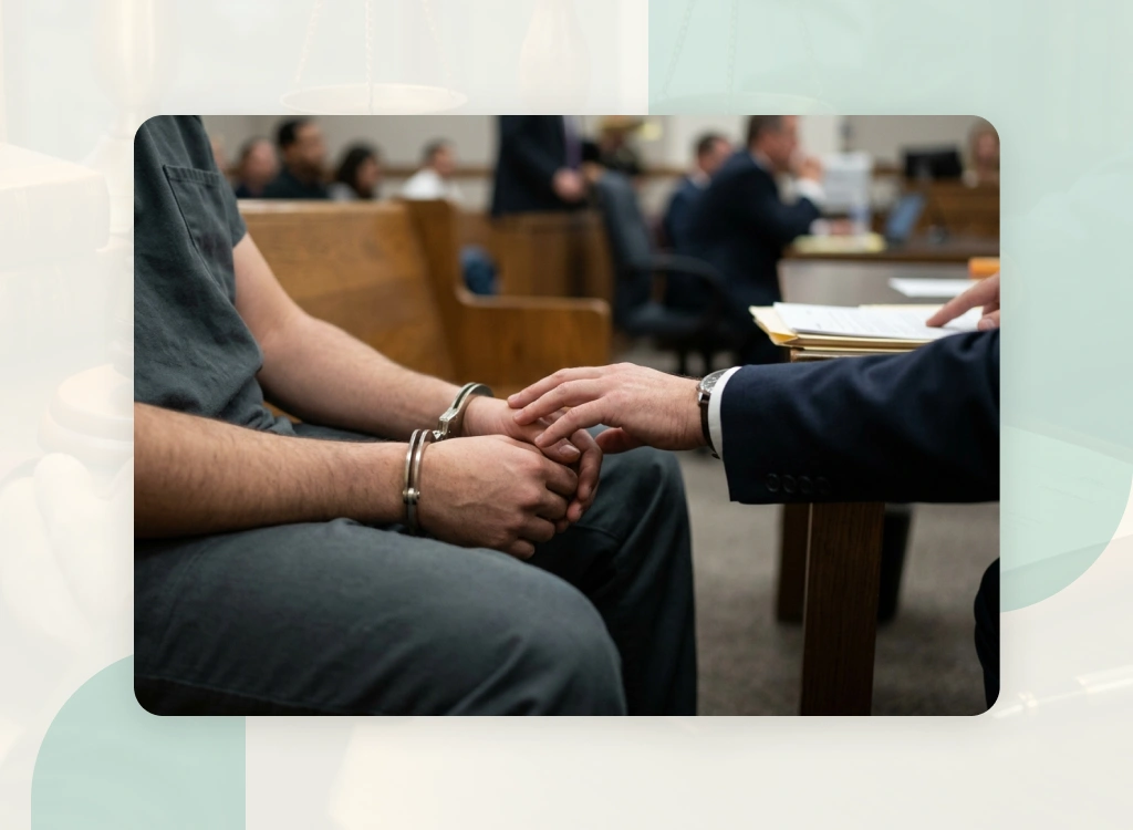A criminal defense lawyer in Toronto reviews evidence with a client.
