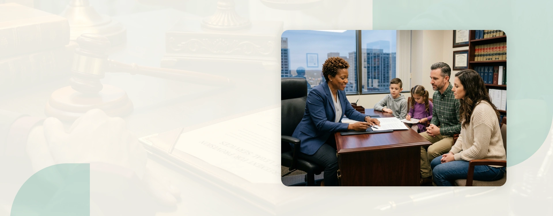 The best family lawyer in Toronto discusses legal options with a client.