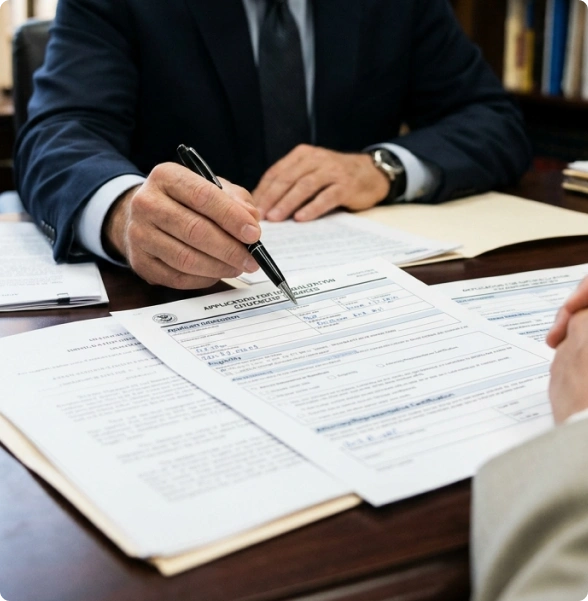 A client receives practical advice about immigration law in Toronto.