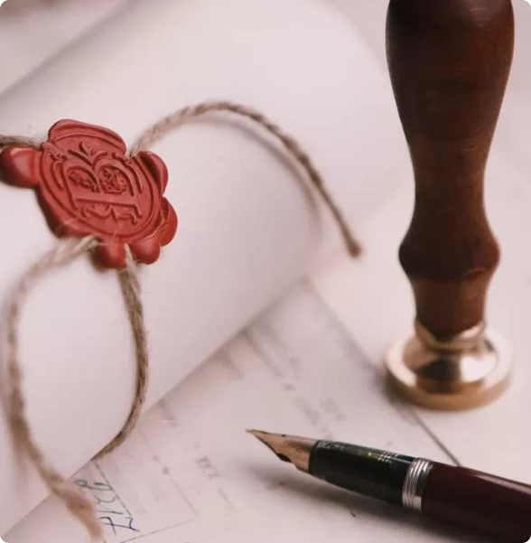 An estate lawyer in Toronto reviews probate documents with beneficiaries.