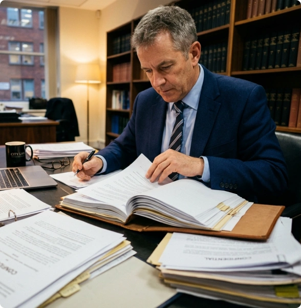 Lawyers provide legal services in Hamilton during a client consultation.