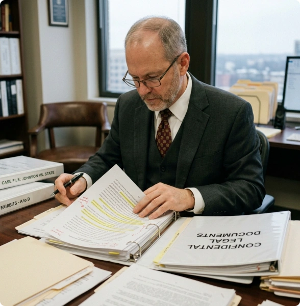 Lawyers provide legal services in Barrie during a focused consultation.