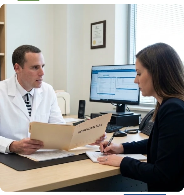 Physician expert witness in Michigan reviewing emergency records.