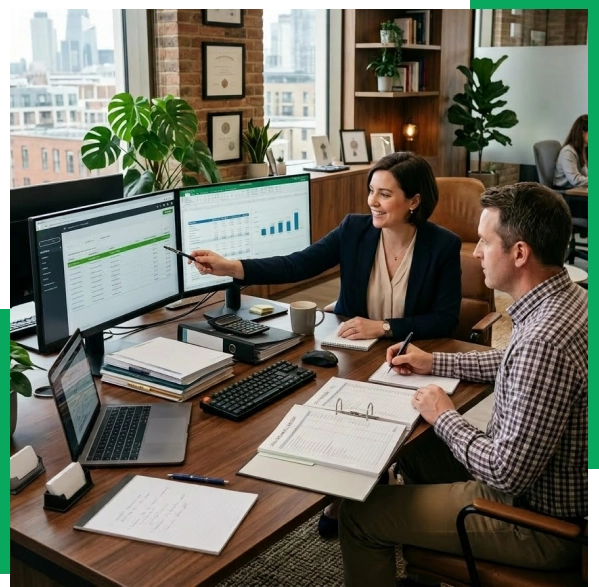 Financial reporting services in Tampa displayed on a laptop