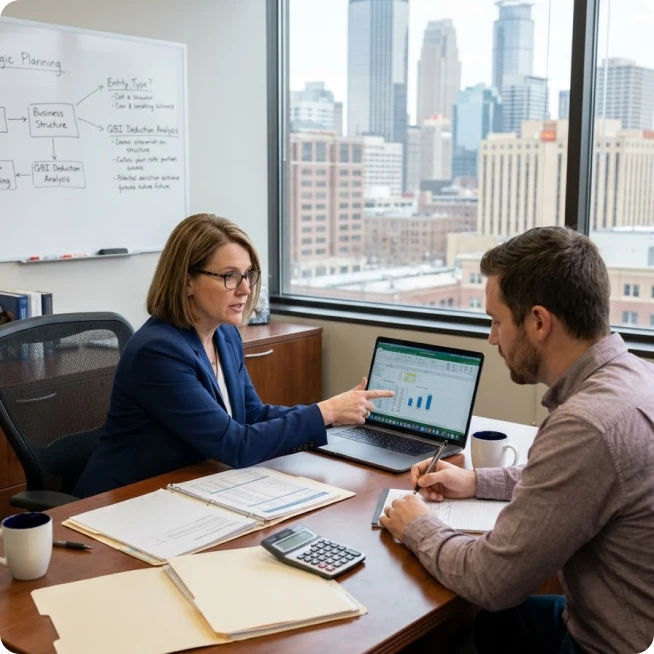 Accountant reviewing factory costs for manufacturing bookkeeping services in nashville