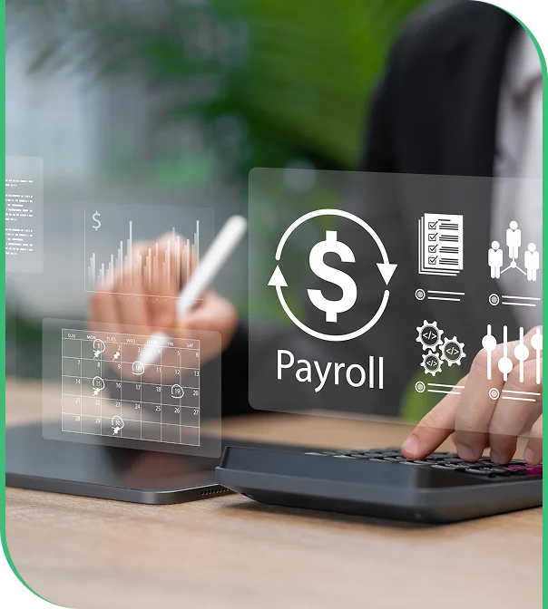 Financial professional reviewing wages for wage processing solutions
