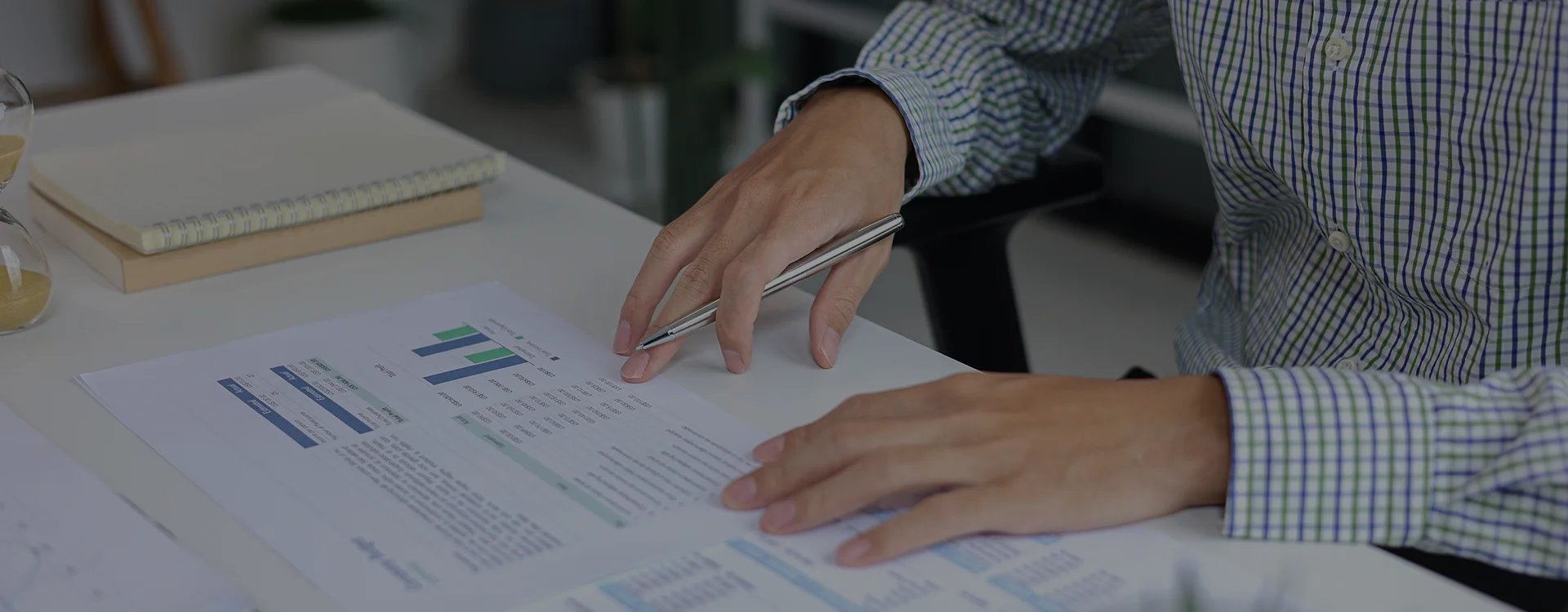 Franchise owner reviewing reports for franchise bookkeeping services
