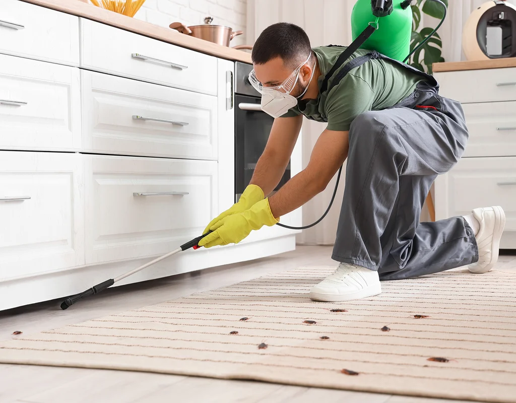 Technician performing residential insect elimination