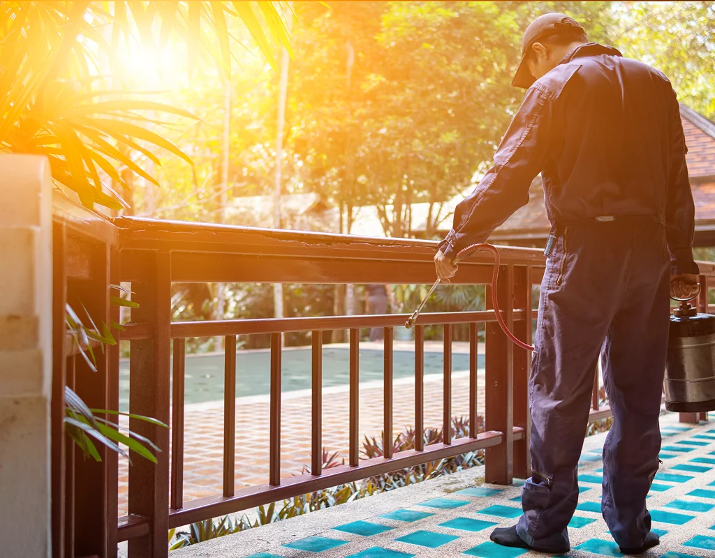 Technician on a scheduled pest prevention visit