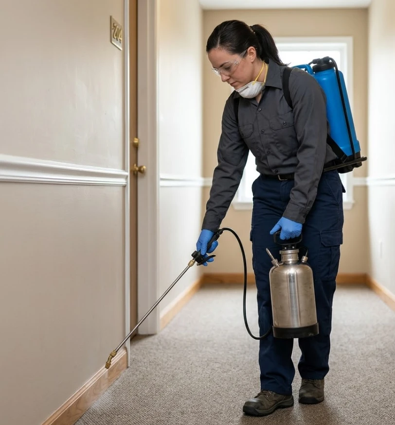 Technician inspecting an attic during wildlife removal services in Cleveland.