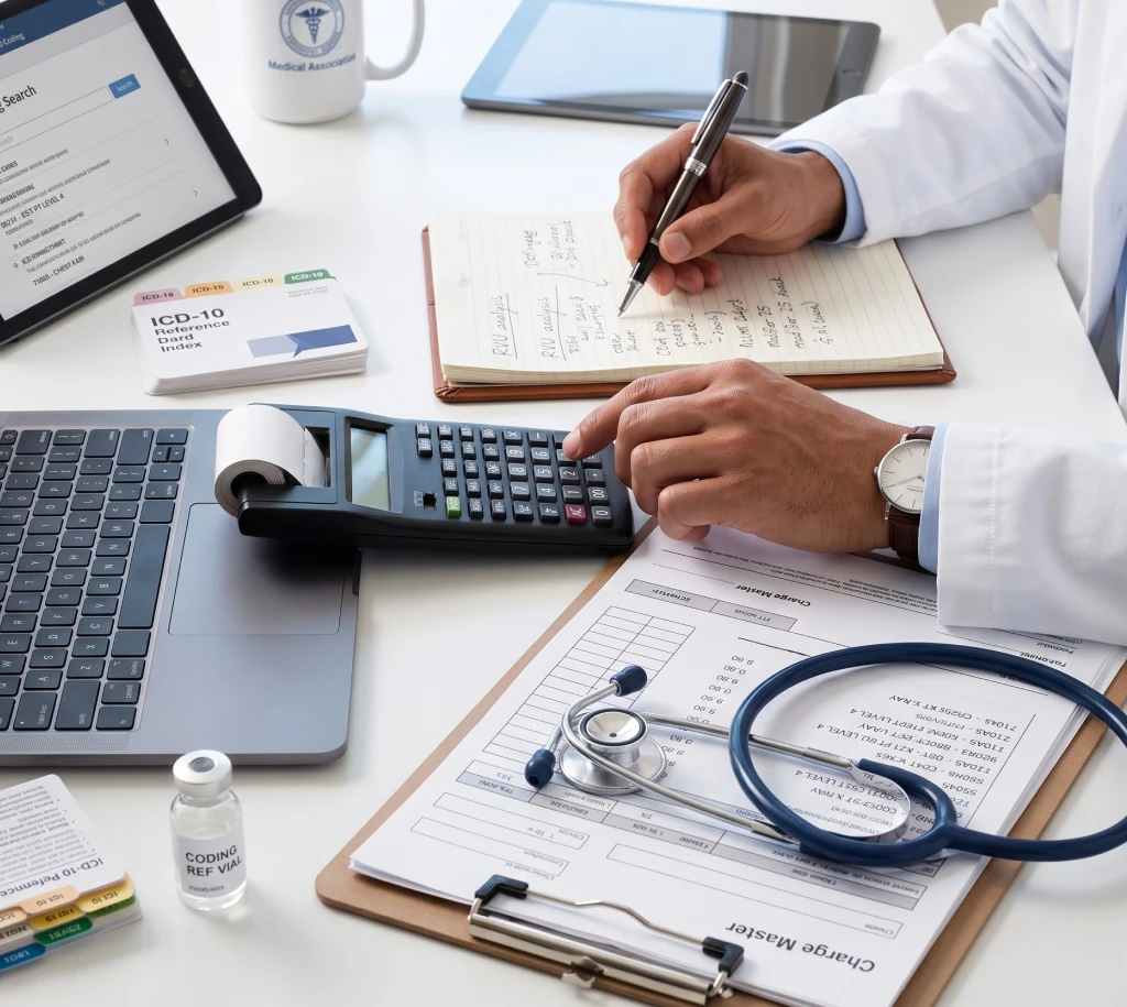 Healthcare team reviewing billing services for healthcare providers