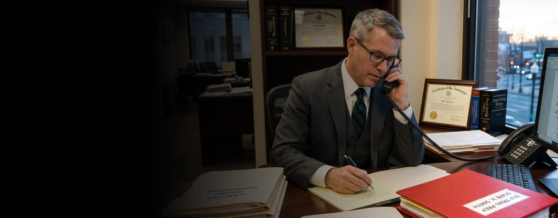 Attorney reviewing documents for legal services