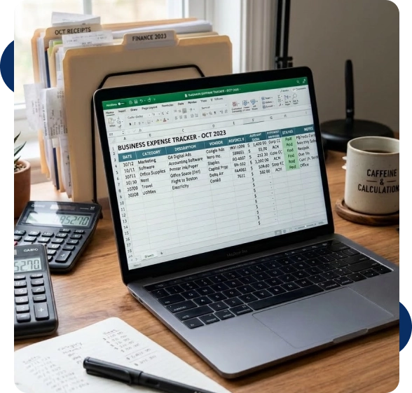 Monthly expense tracking and organized financial records
