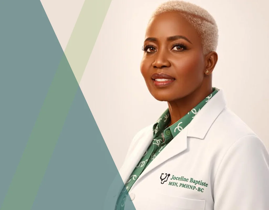 Provider offering psychiatric care telehealth during a virtual appointment