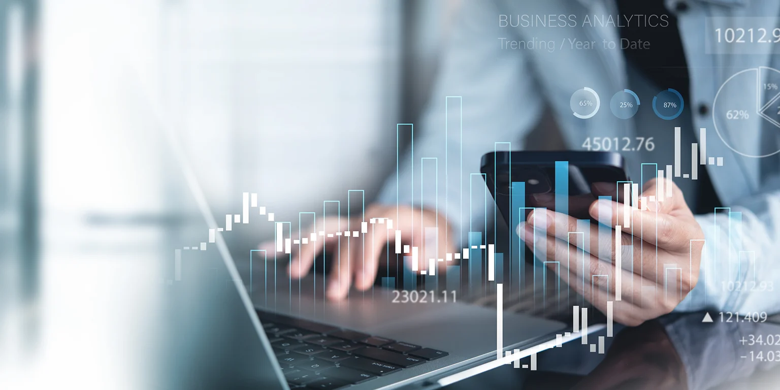 Accounting services professional reviewing business finances