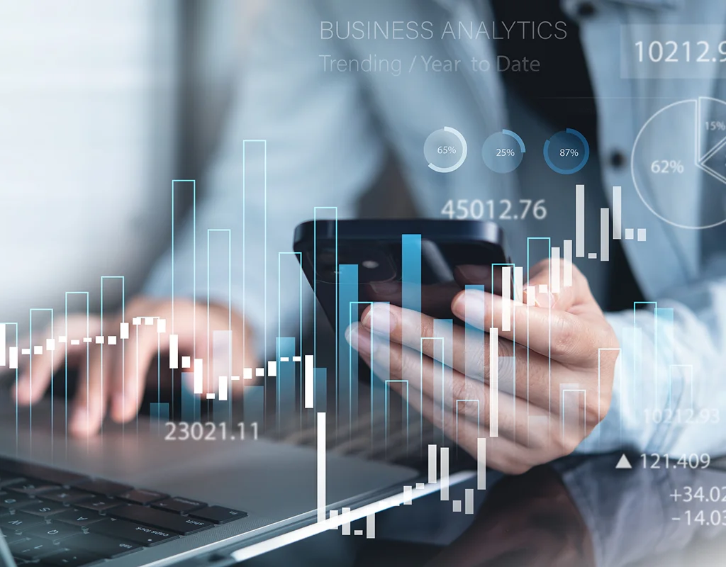 Accounting services professional reviewing business finances