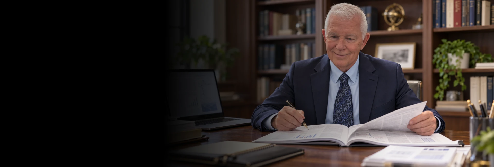 Dr. Brown conducting medicolegal literature analysis at his desk