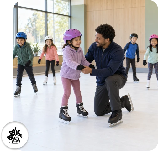 Skater practicing balance during figure skating training