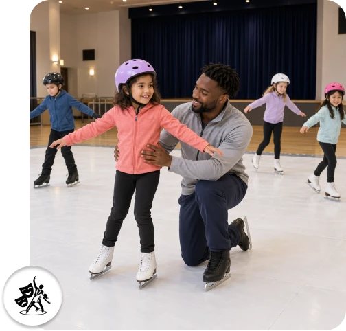Instructor leading homeschool skating programs for students