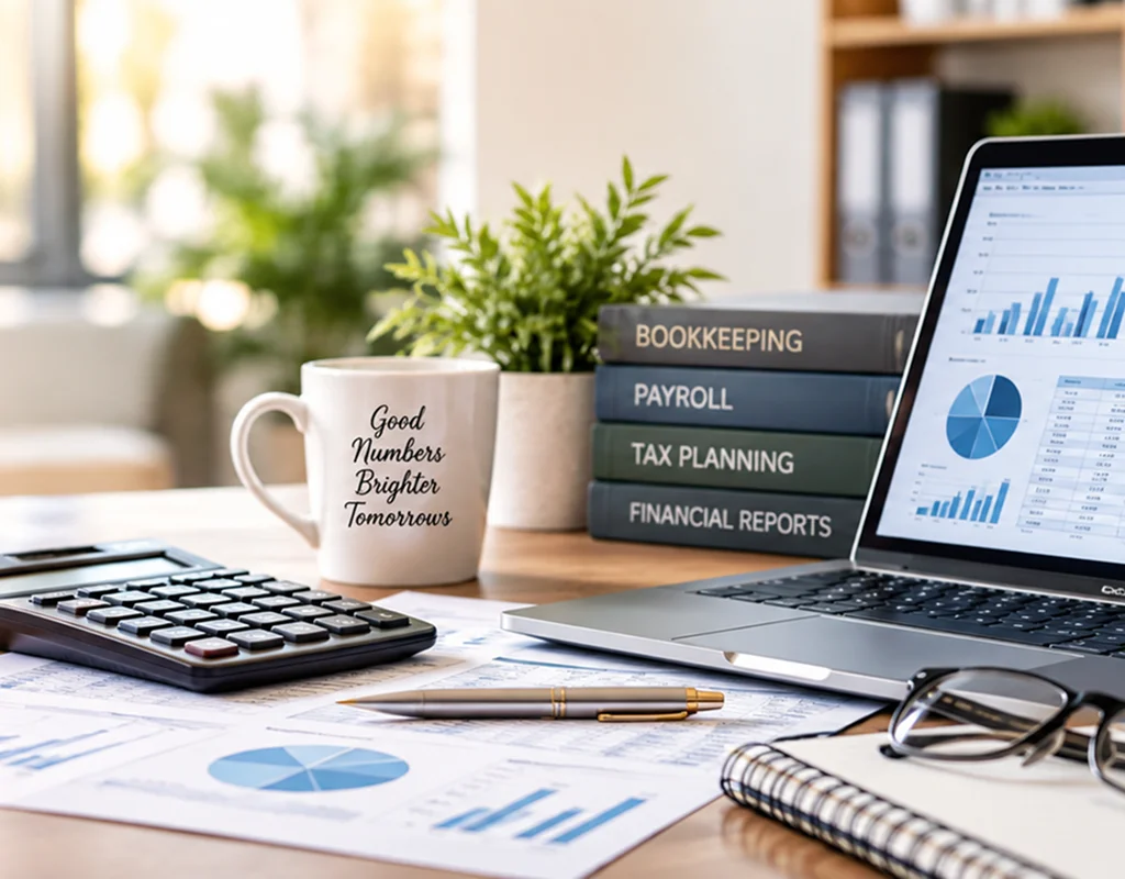 Accountant reviewing monthly bookkeeping reports